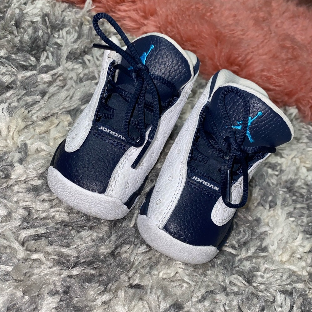 5C Baby Jordan 13 Retro White Obsidian Powder Blue Shoes